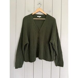 Madewell Oversized Crop Mayfair Sweater Cardigan 1X Alpaca Blend  Forest Green